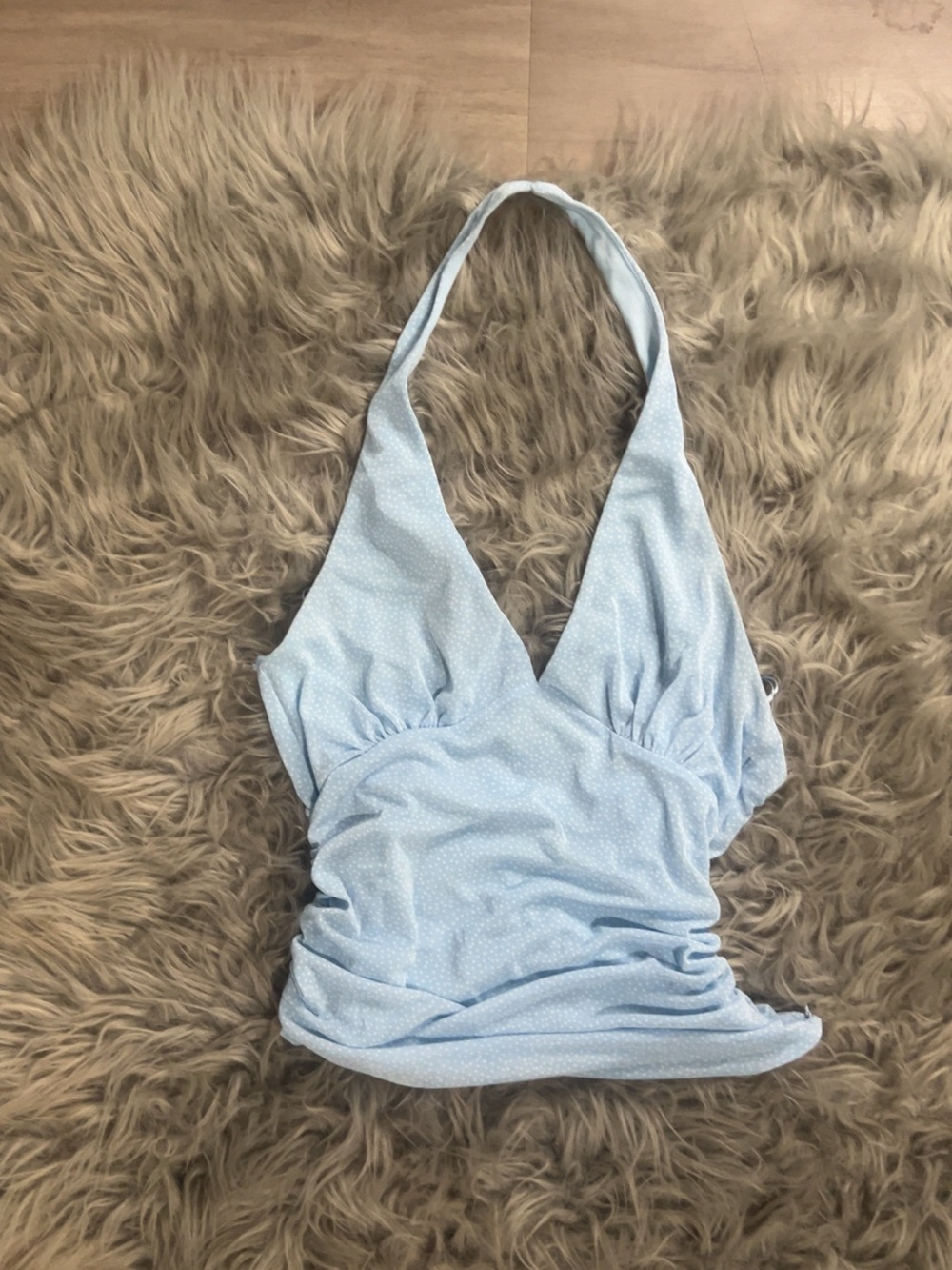 Zara Blue Polka-Dot Halter Top